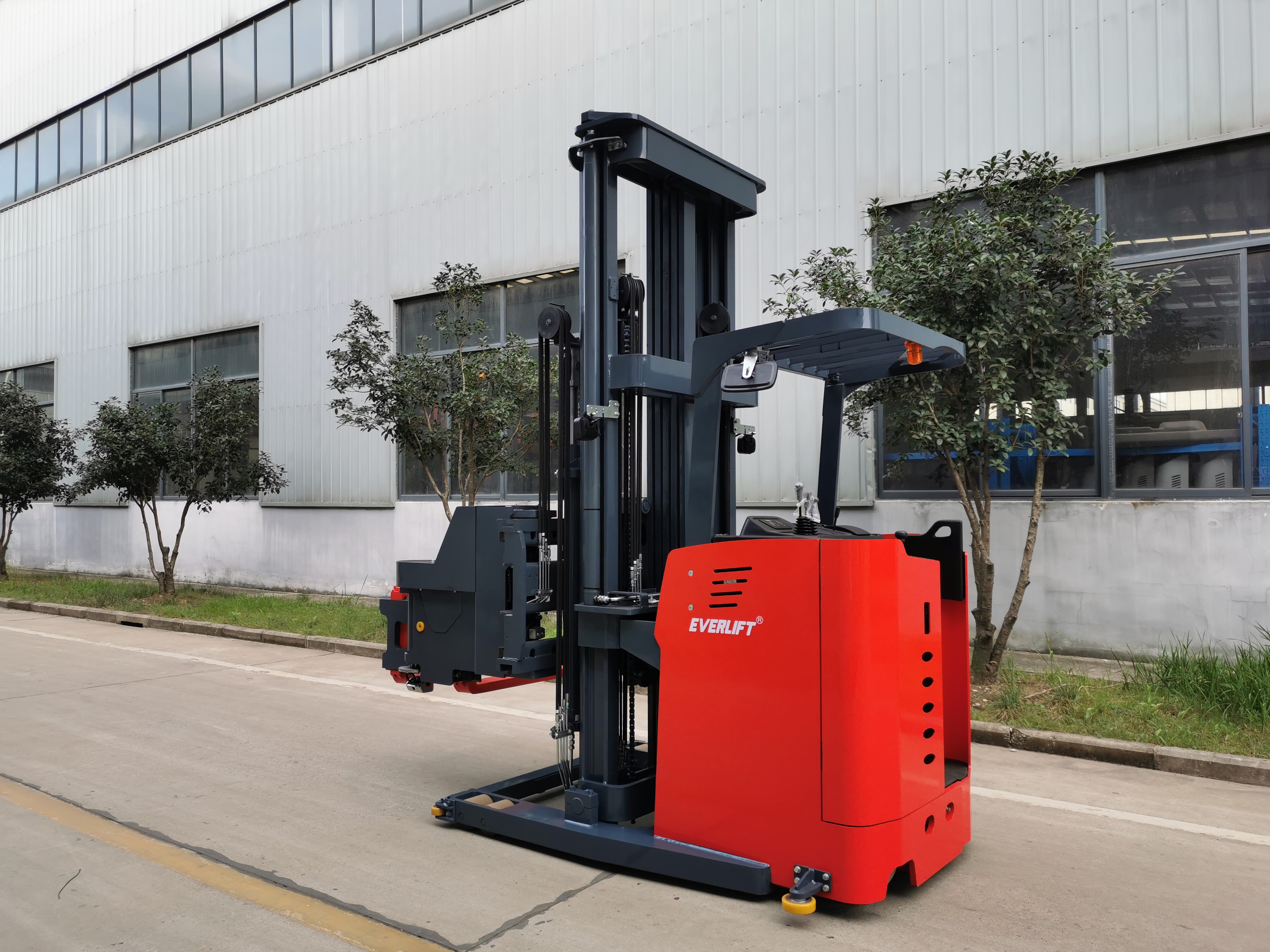Everlift 1Ton 1.5 Ton Three Ways Narrow Aisle Electric Forklift Stacker 3m-12m Triplex Mast with Lithium Battery